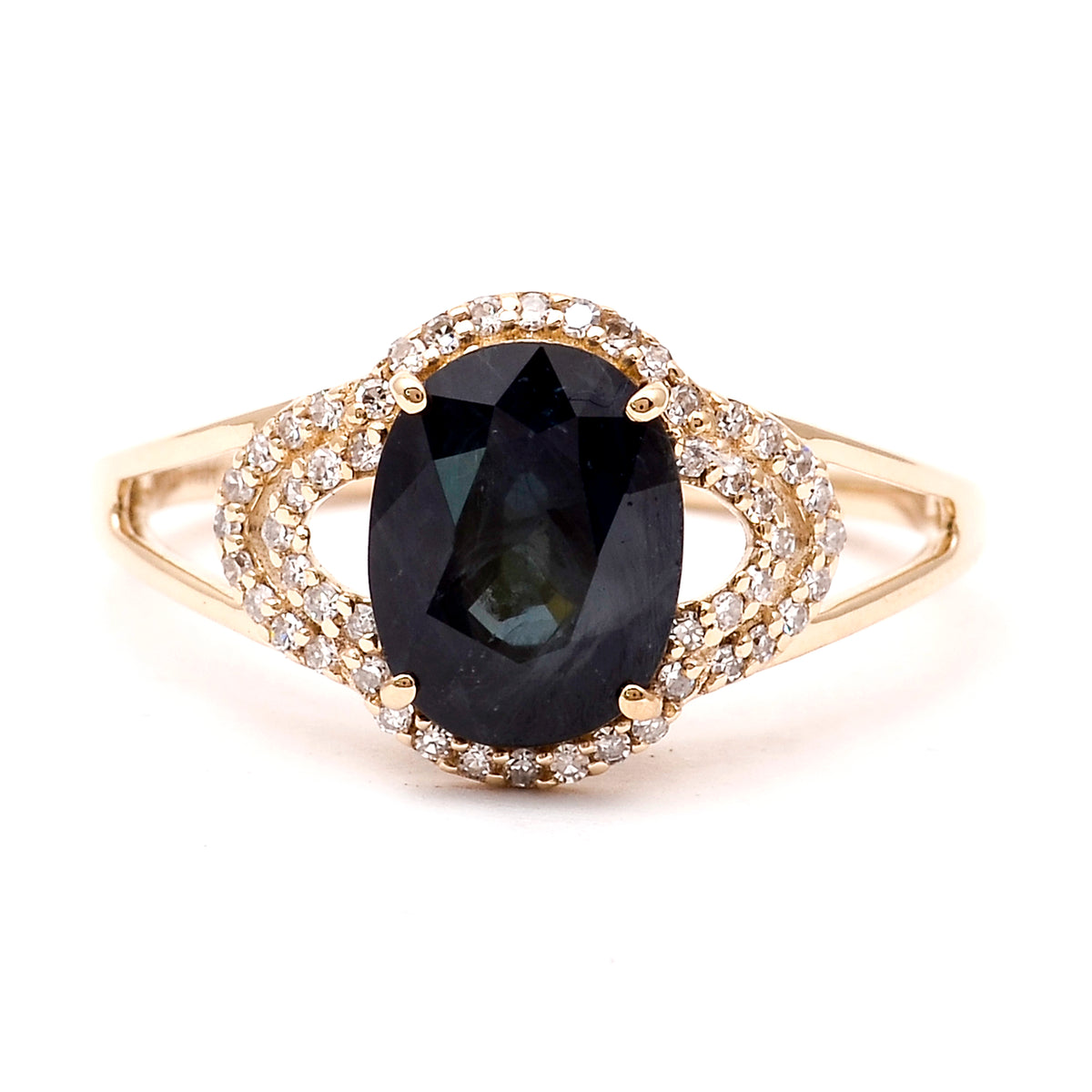 2.66 Ct Oval Natural Sapphire 14K Gold Ring