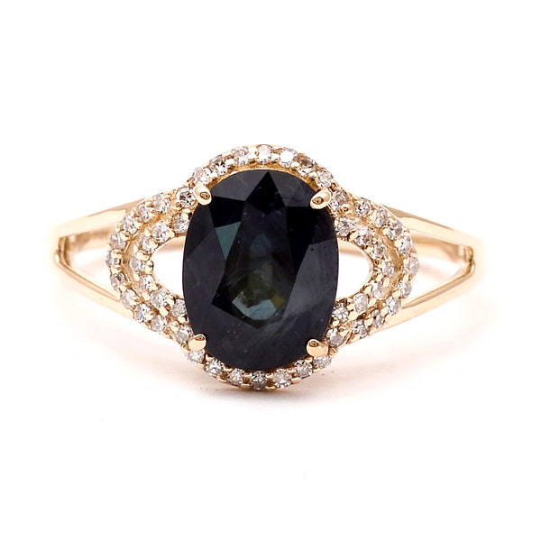 2.66 Ct Oval Natural Sapphire 14K Gold Ring