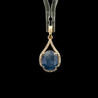 2.54 Ct Oval Mixed Cut Natural Sapphire 14K Gold Pendant