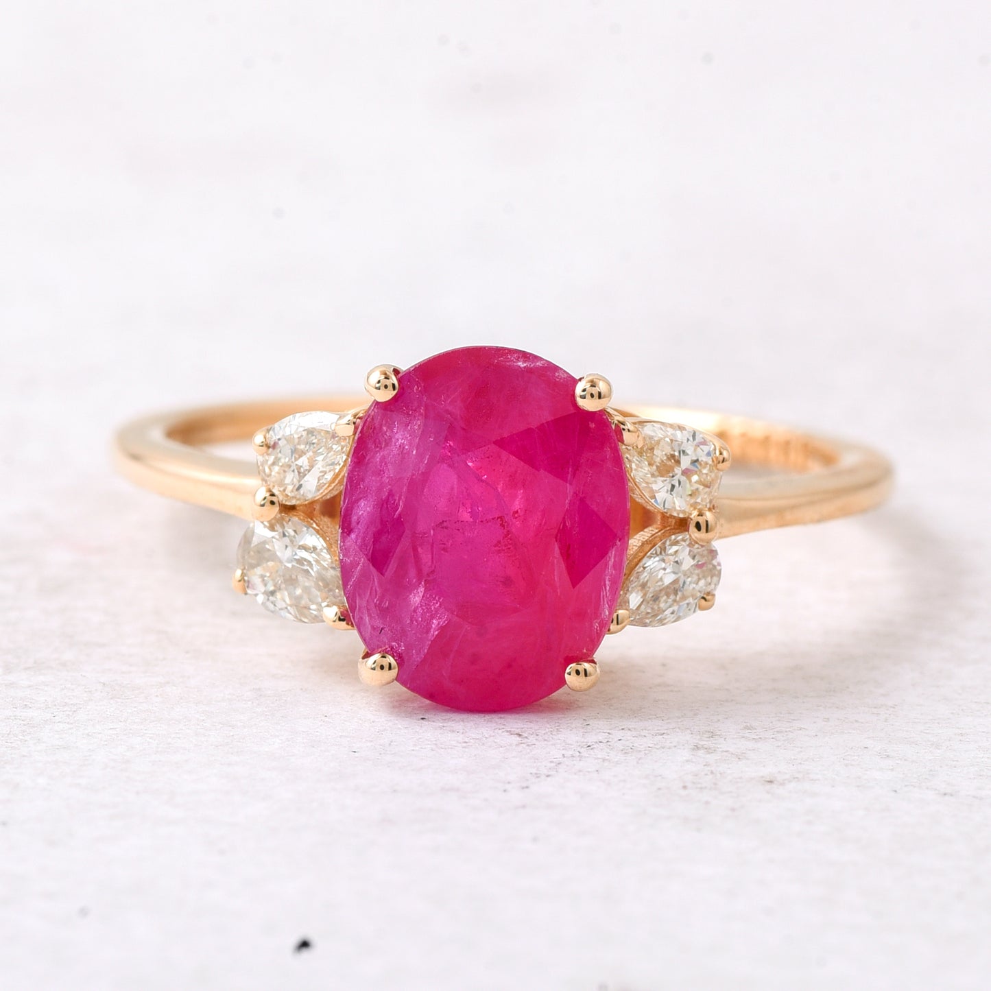 2.80 Ct Oval Mixed Cut Natural Ruby 14K Gold Ring