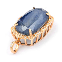 9.88 Ct Cushion Mixed Cut Natural Sapphire 14K Gold Pendant