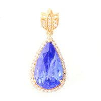4.02 Ct Pear Mixed Cut Natural Tanzanite 14K Gold Pendant