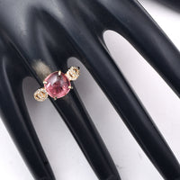 3.11 Ct Cushion Cabochon Cut Natural Pink Tourmaline 14K Gold Ring