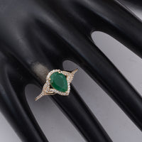 1.55 Ct Pear Emerald 9K Gold Ring