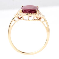 4.00 Ct Oval Mixed Cut Natural Corundum Ruby 14K Gold Ring