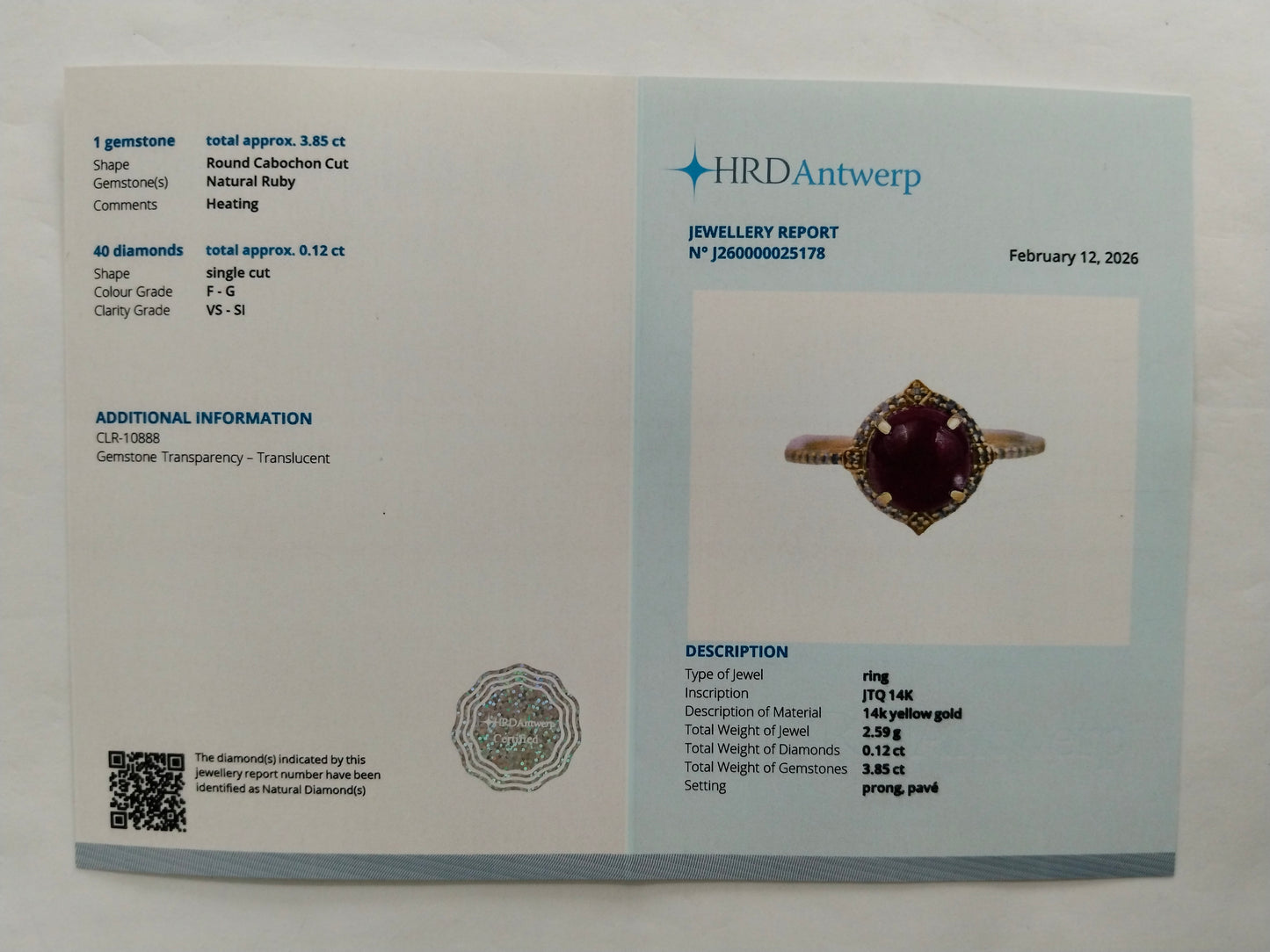 3.97 Ct Round Mixed Cut Natural Ruby 14K Gold Ring