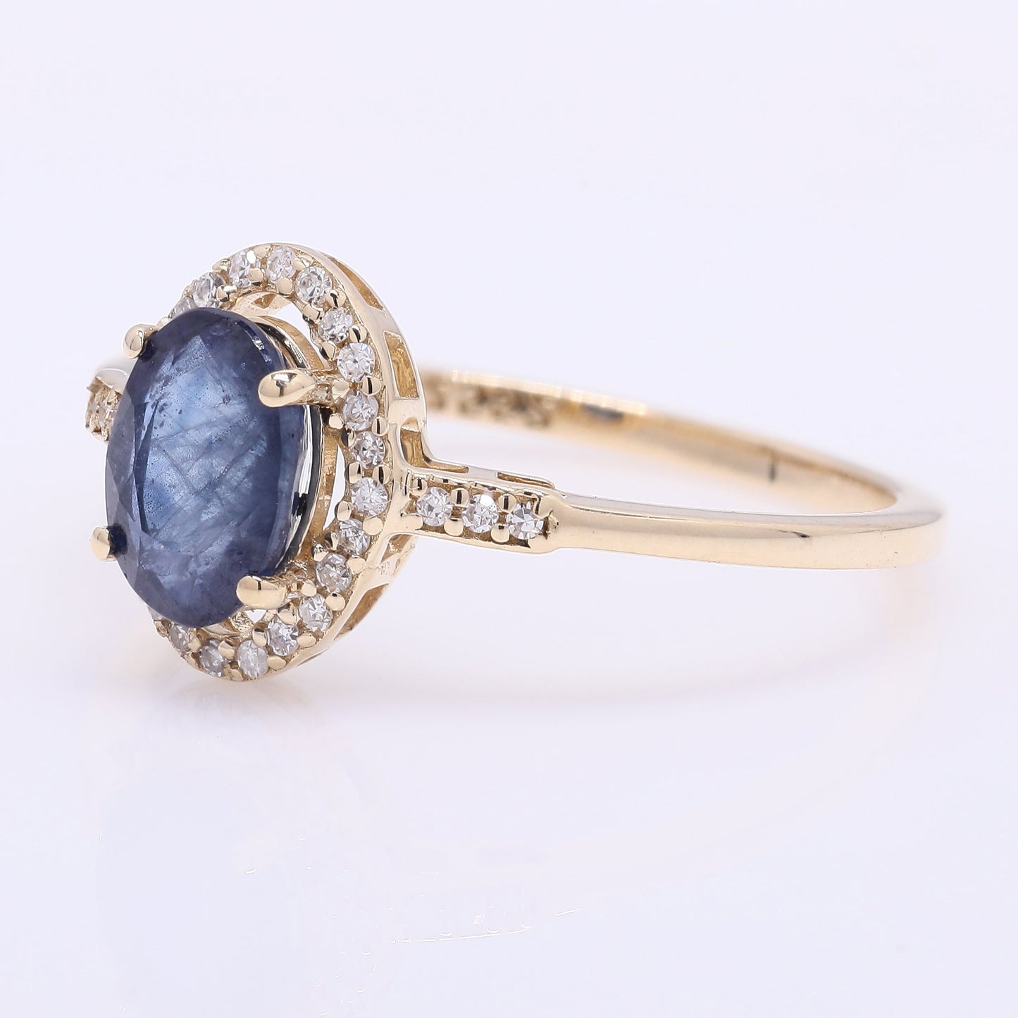 1.33 Ct Oval Mixed Cut Natural Sapphire 14K Gold Ring