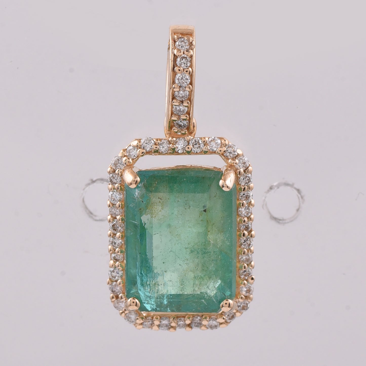 2.44 Ct Octagon Step Cut Natural Emerald 14K Gold Pendant