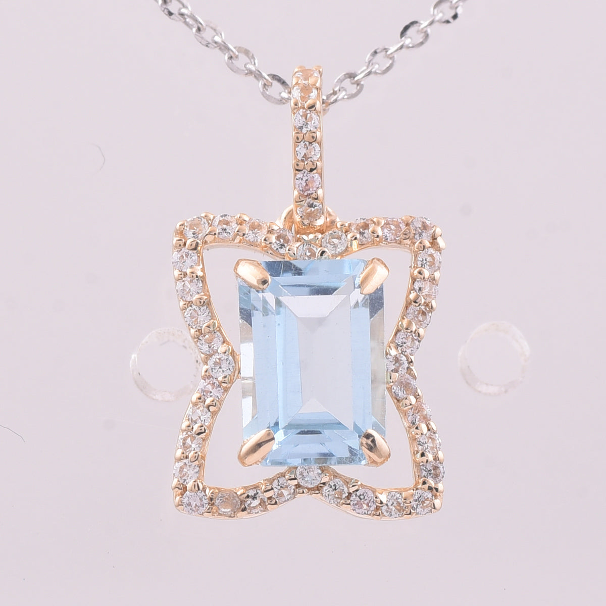 1.38 Ct Octagon Blue Topaz 9K Gold Pendant