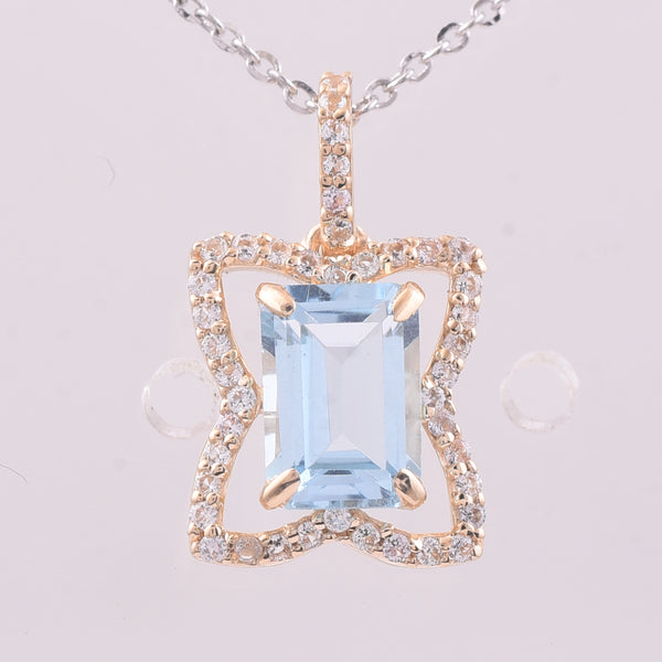 1.38 Ct Octagon Blue Topaz 9K Gold Pendant