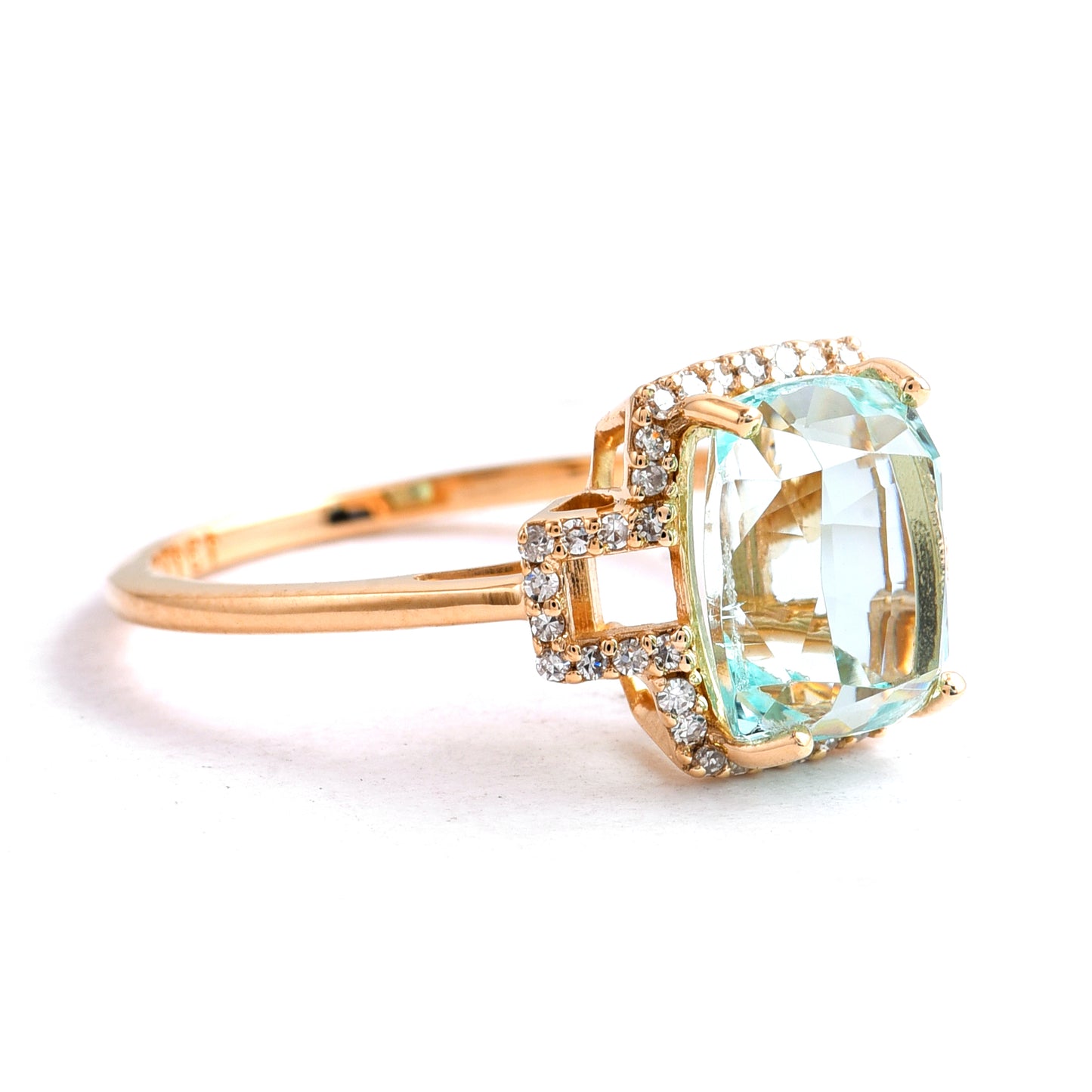 2.94 Ct Cushion Mixed Cut Natural Emerald 14K Gold Ring