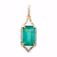 2.90 Ct Octagon Step Cut Natural Emerald 14K Gold Pendant