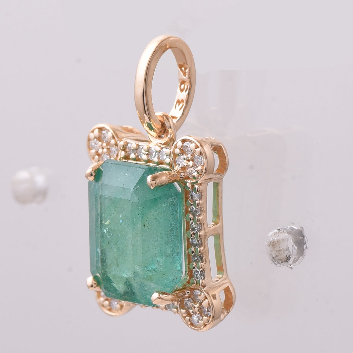 2.64 Ct Octagon Step Cut Natural Emerald 14K Gold Pendant
