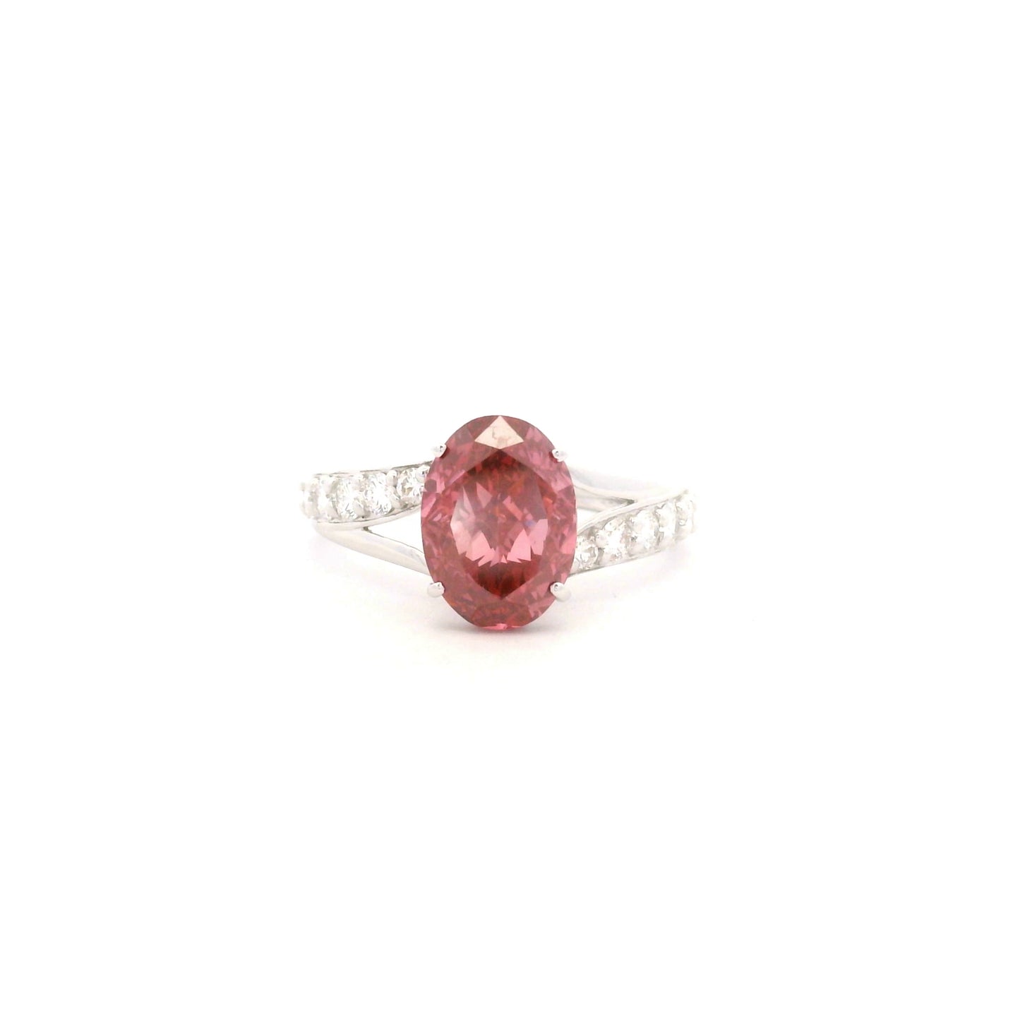 3.62 Carats Pink Lab Grown Diamond 14K Gold Ring