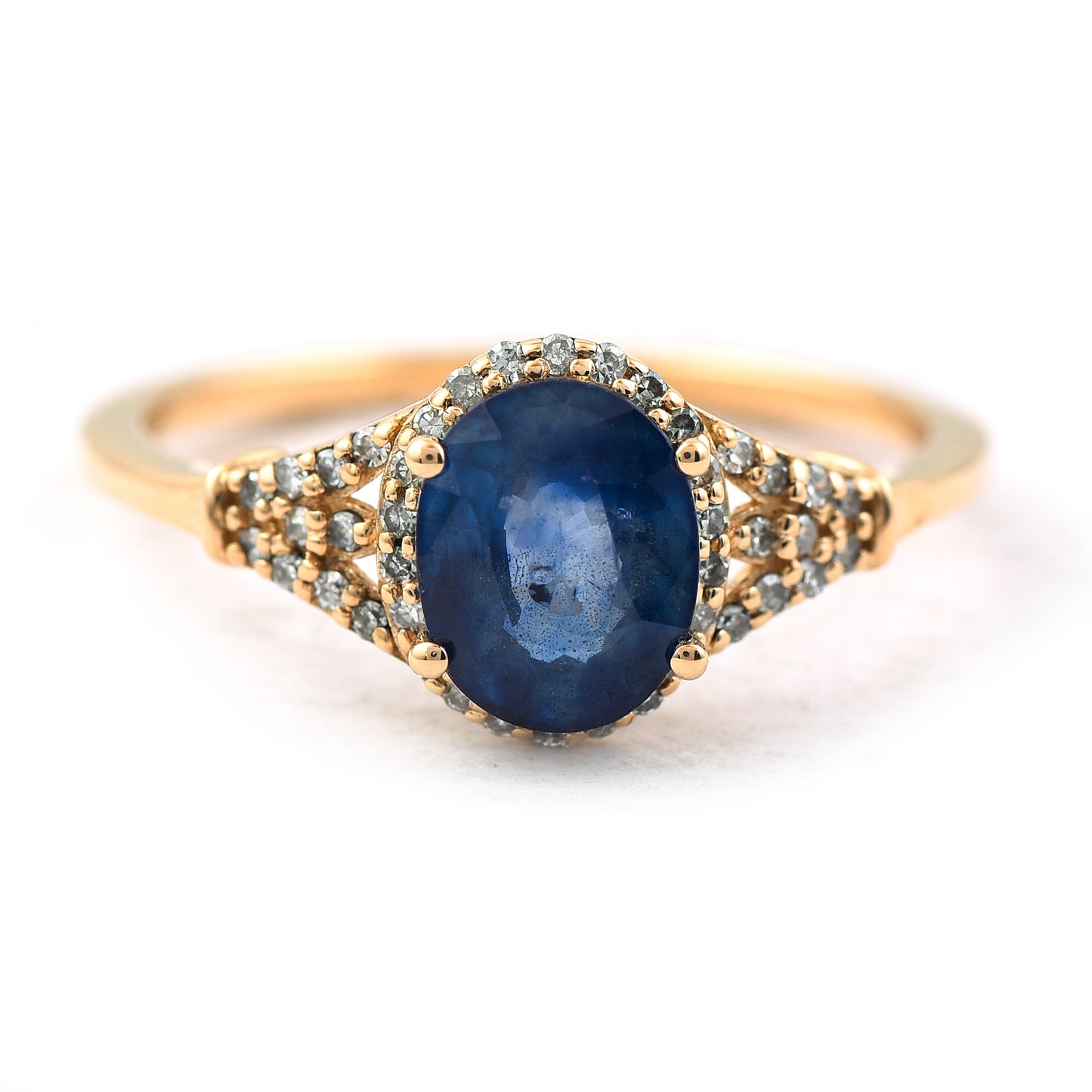 1.48 Ct Oval Mixed Cut Natural Sapphire 14K Gold Ring