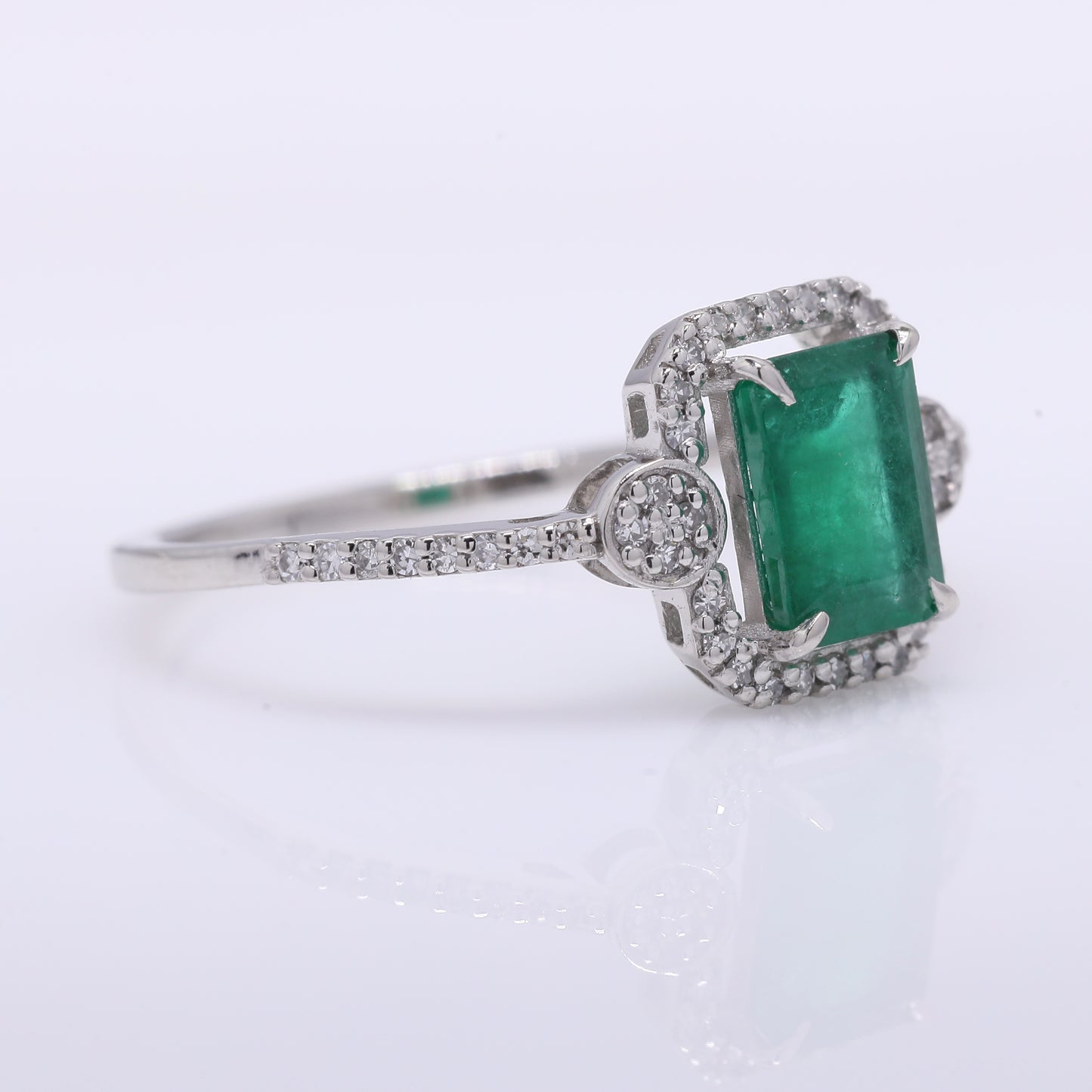 1.05 Ct Octagon Step Cut Natural Emerald 950 Platinum Ring