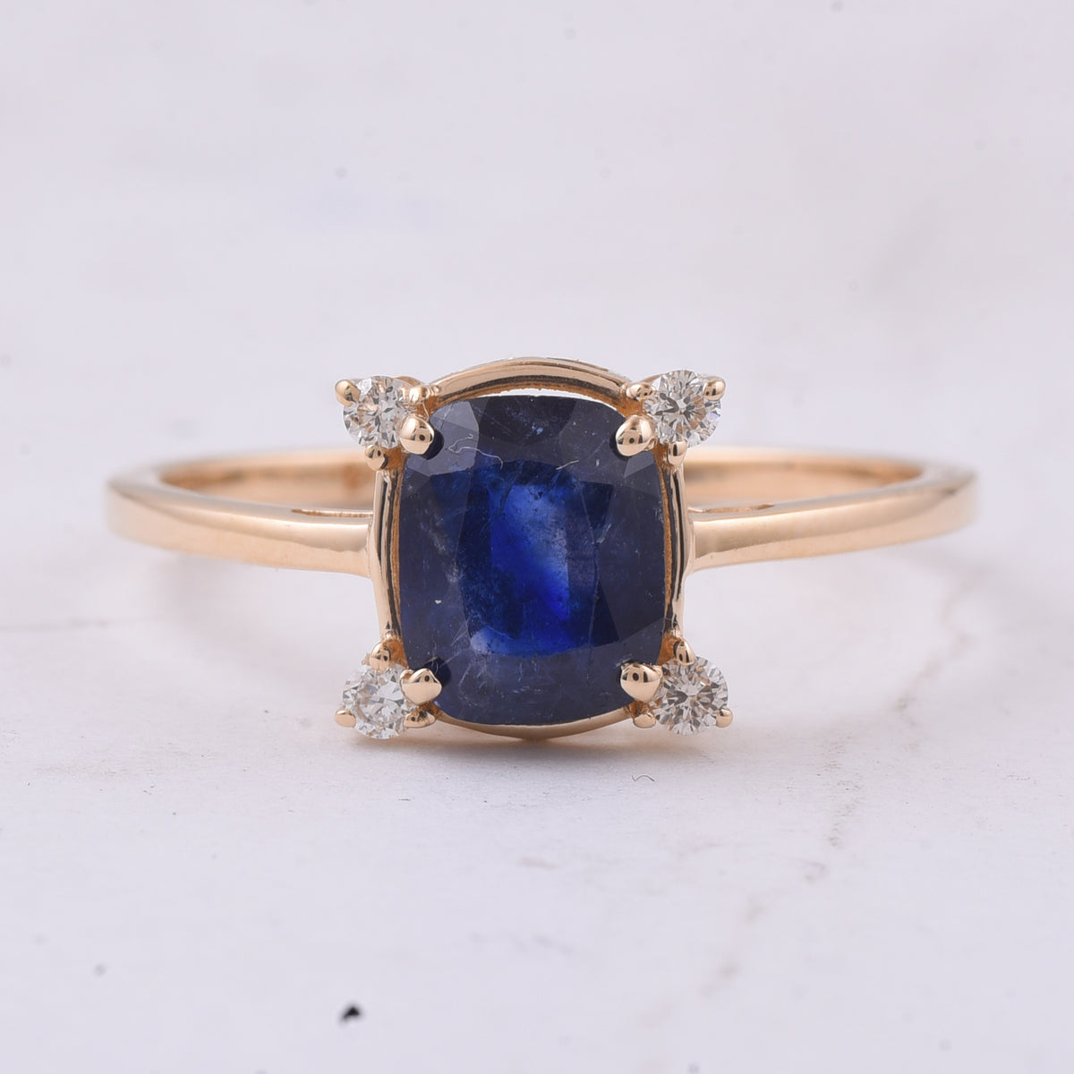 1.54 Ct Cushion Natural Sapphire 14K Gold Ring
