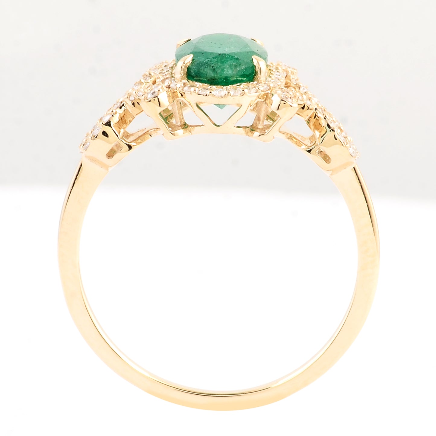 1.34 Ct Oval Mixed Cut Natural Beryl Emerald 14K Gold Ring