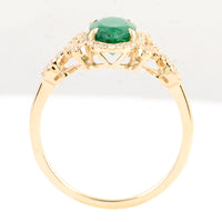 1.34 Ct Oval Mixed Cut Natural Beryl Emerald 14K Gold Ring
