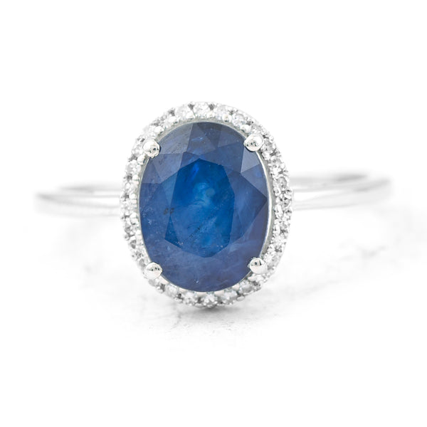 2.89 Ct Oval Mixed Cut Natural Sapphire 950 Platinum Ring