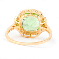 4.94 Ct Cushion Mixed Cut Natural Peridot 14K Gold Ring
