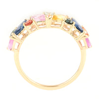 2.41 Ct Pear Multi Sapphire 14K Gold Ring