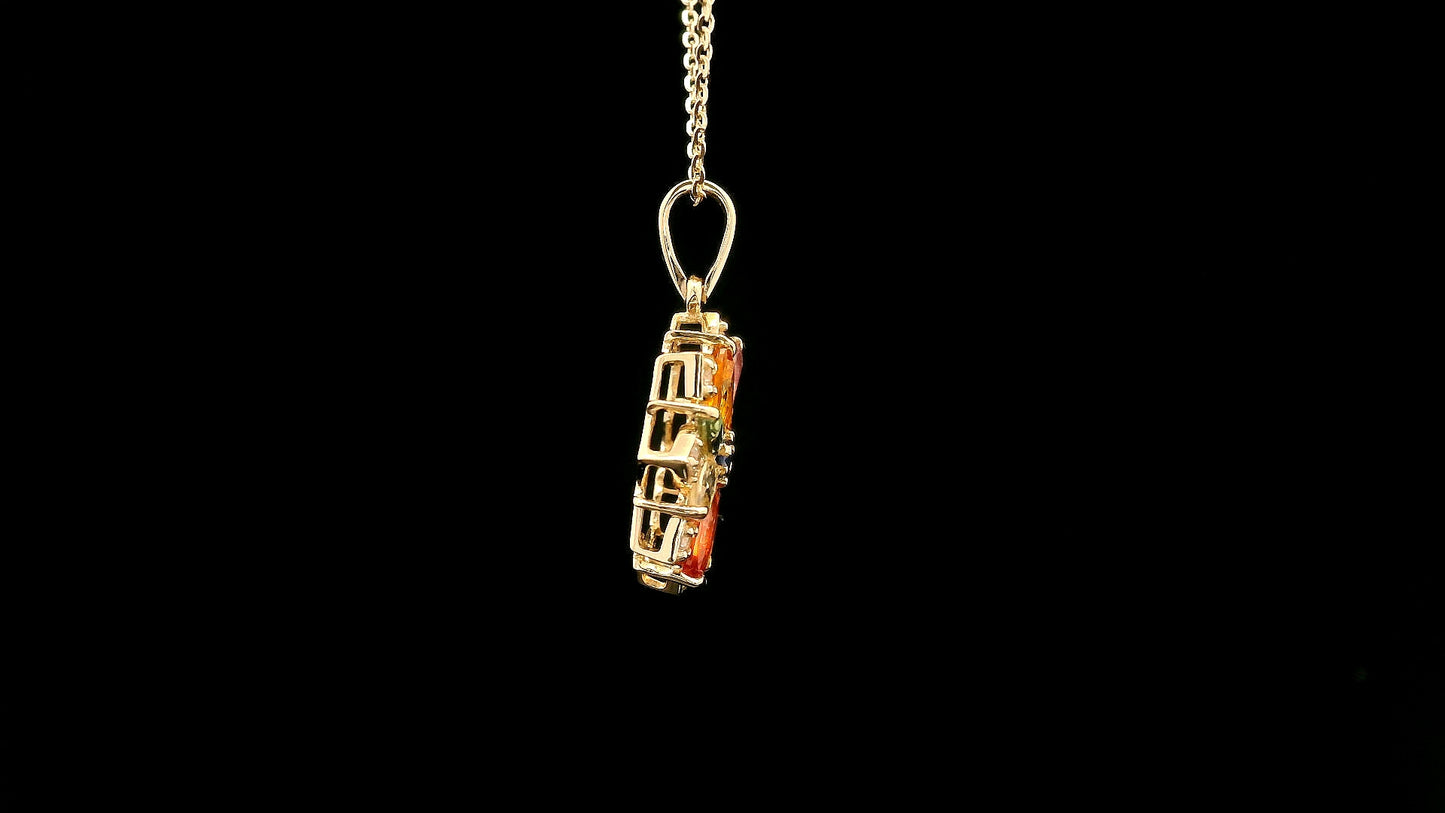 1.74 Ct Marquise Multi Sapphire 14K Gold Pendant