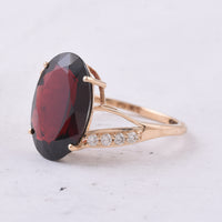 6.80 Ct Oval Natural Garnet 14K Gold Ring