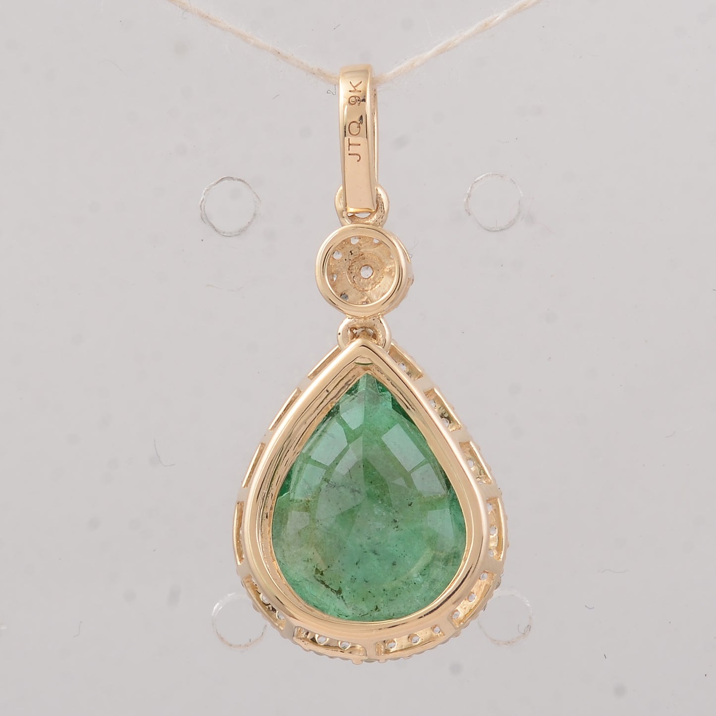 3.41 Ct Pear Emerald 9K Gold Pendant