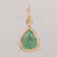 3.41 Ct Pear Emerald 9K Gold Pendant