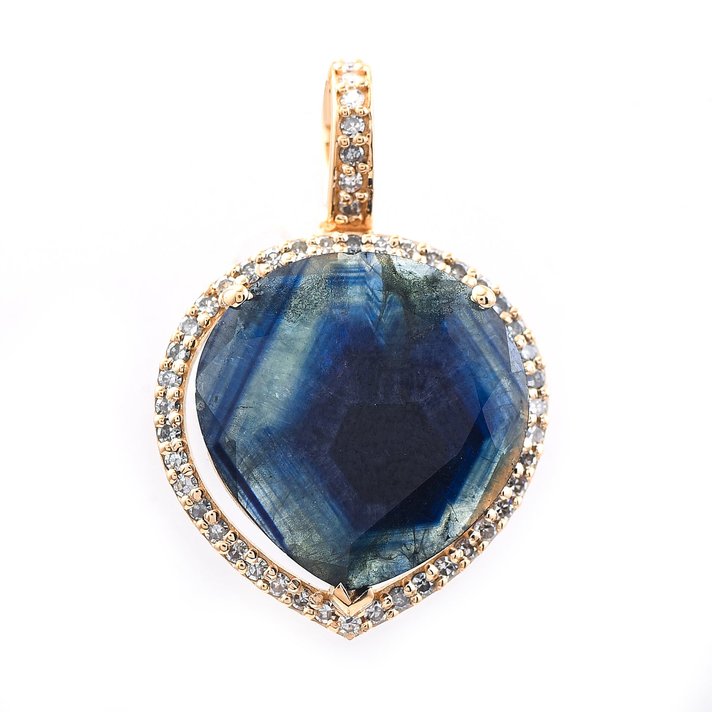 3.99 Ct Pear Mixed Cut Natural Sapphire 14K Gold Pendant