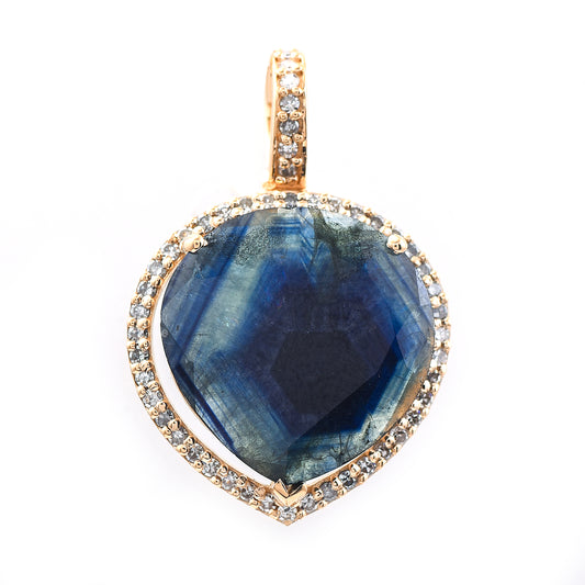 3.99 Ct Pear Mixed Cut Natural Sapphire 14K Gold Pendant
