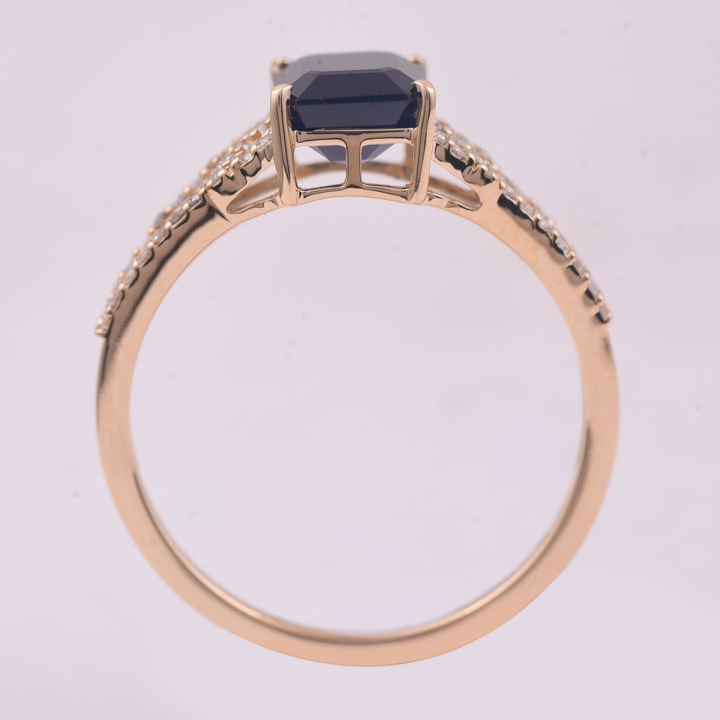 2.16 Ct Octagon Step Cut Natural Sapphire 14K Gold Ring