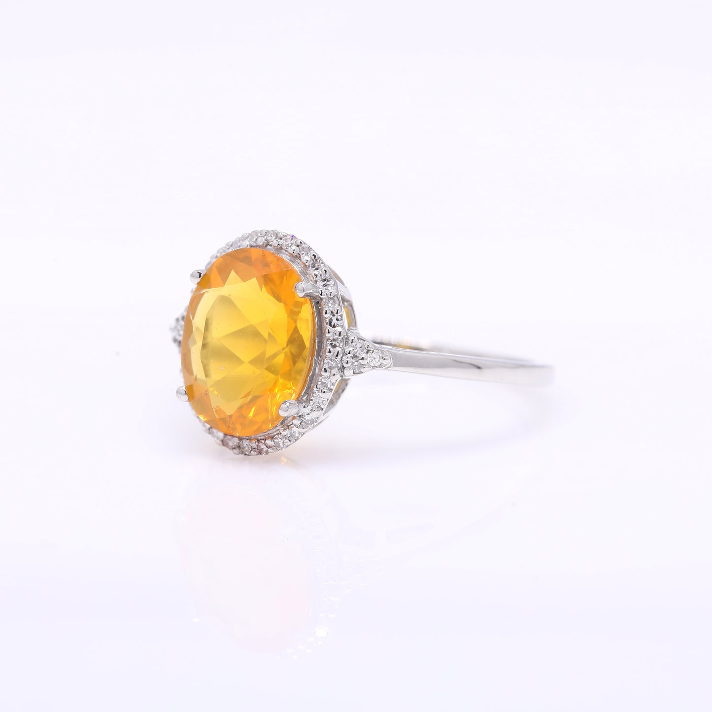 1.87 Ct Oval Mixed Cut Natural Fire Opal 950 Platinum Ring