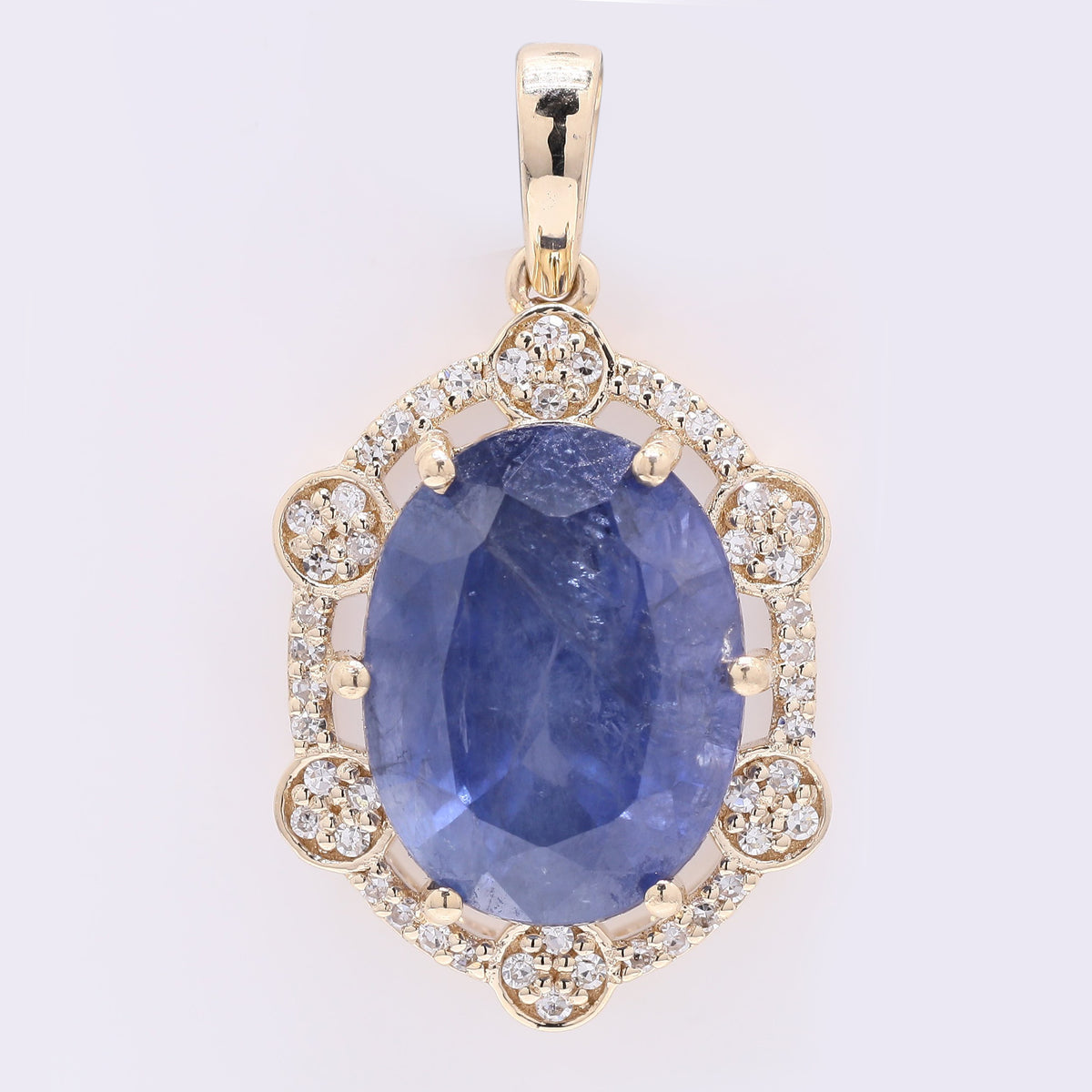 7.41 Ct Oval Mixed Cut Natural Sapphire 14K Gold Pendant