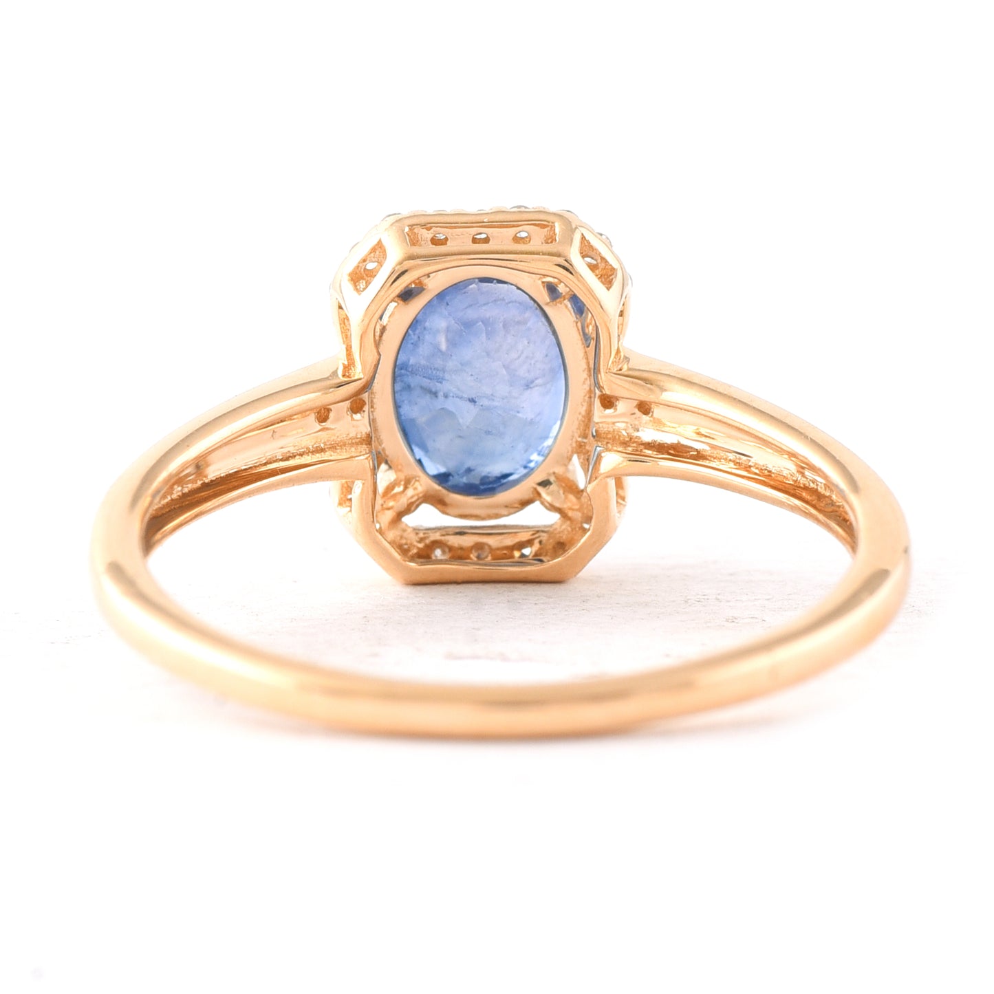 1.64 Ct Oval Mixed Cut Natural Sapphire 14K Gold Ring