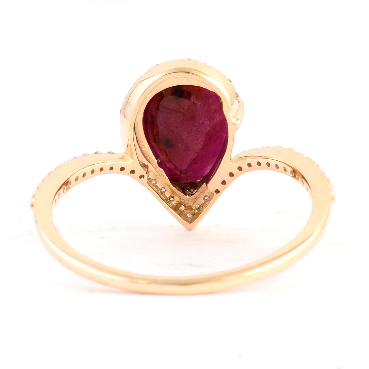 2.03 Ct Pear Mixed Cut Natural Corundum Ruby 14K Gold Ring