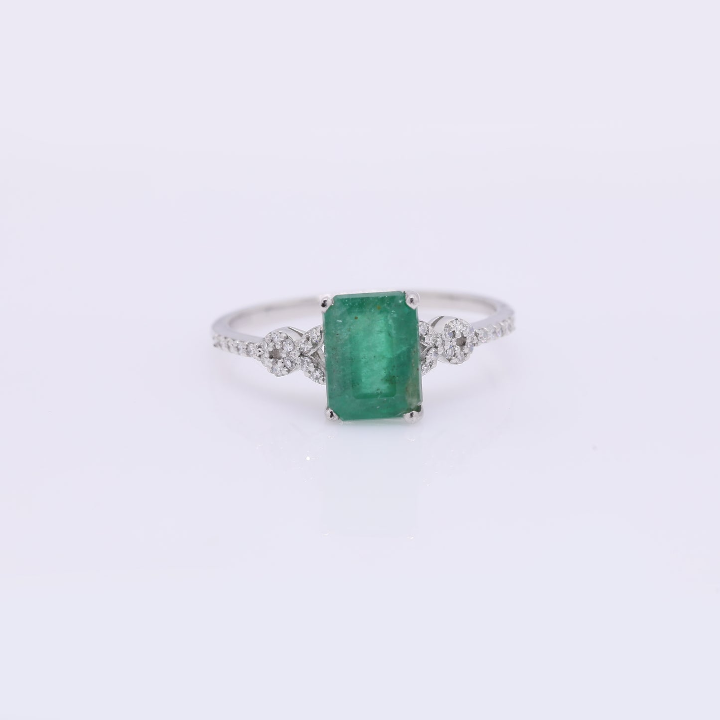 1.67 Ct Octagon Step Cut Natural Emerald 950 Platinum Ring