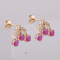1.76 Ct Round Natural Ruby 14K Gold Earrings