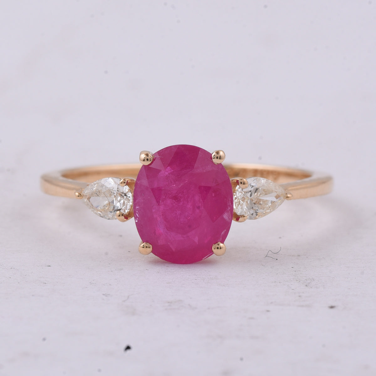 2.03 Ct Oval Natural Ruby 14K Gold Ring