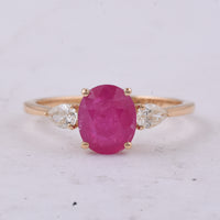 2.03 Ct Oval Natural Ruby 14K Gold Ring