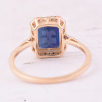 2.77 Ct Octagon Step Cut Natural Sapphire 14K Gold Ring