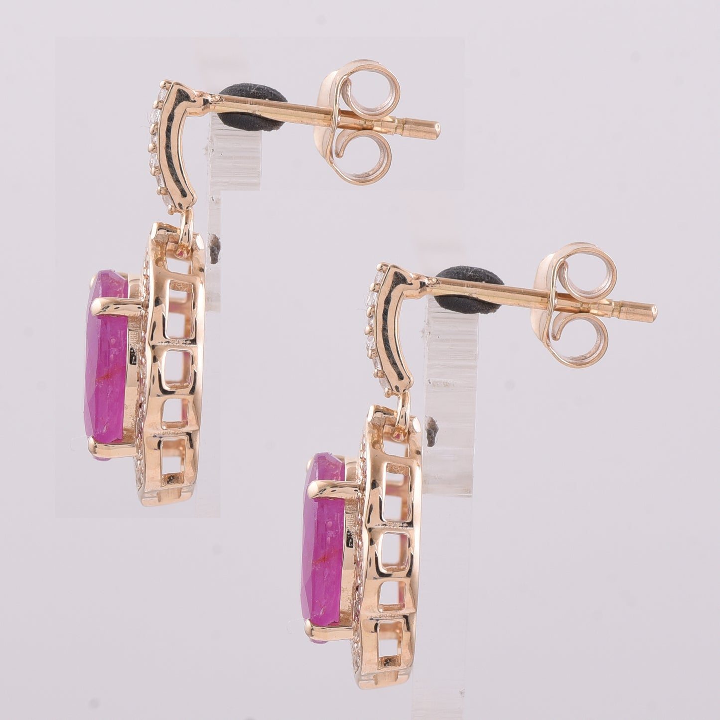 4.33 Ct Oval Ruby 9K Gold Earrings