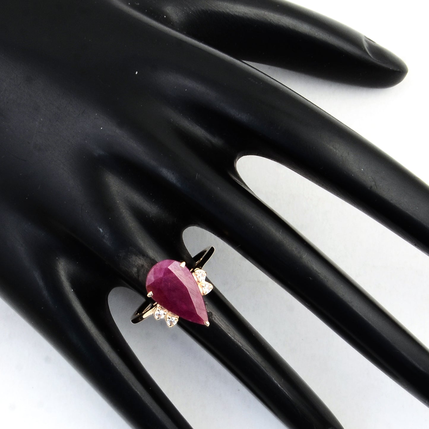 3.79 Ct Pear Ruby 14K Gold Ring