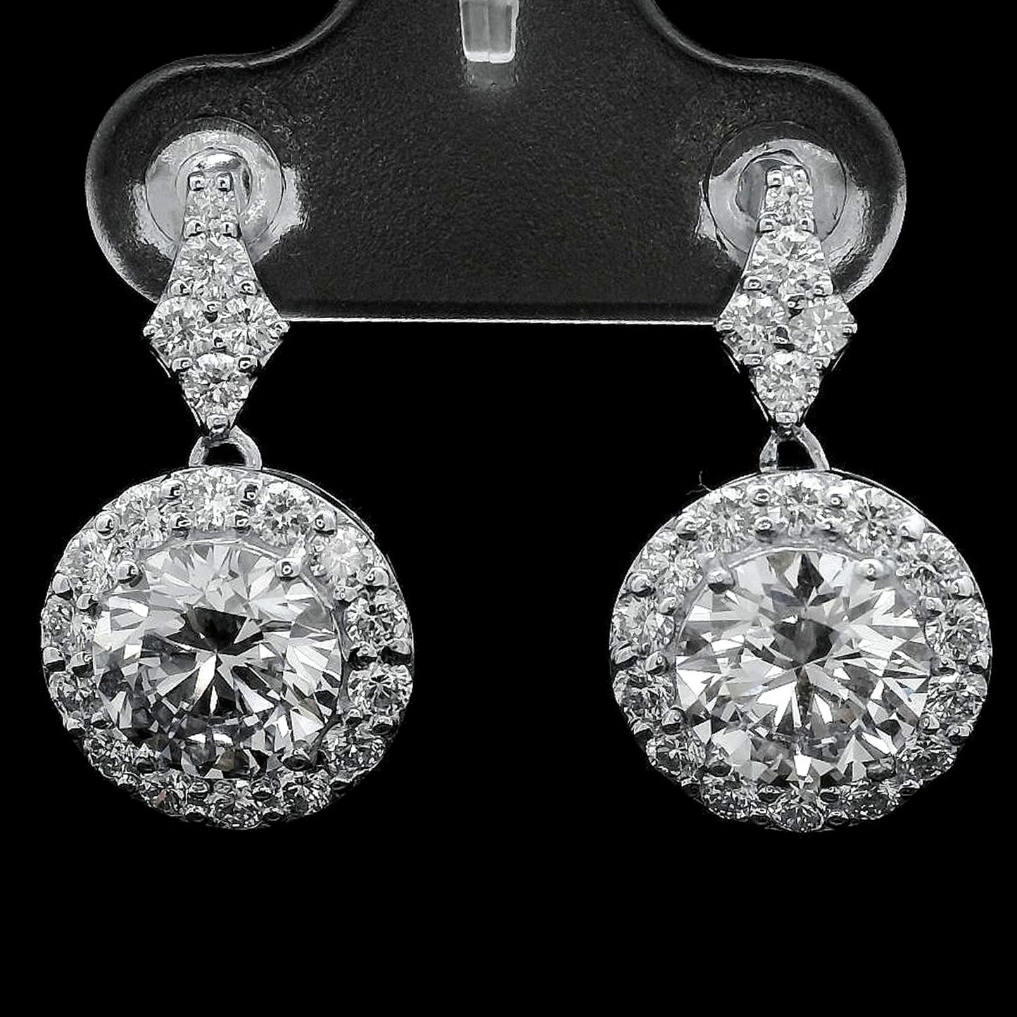 4.02 Ct Round Lab Grown Diamond 14K Gold Earrings