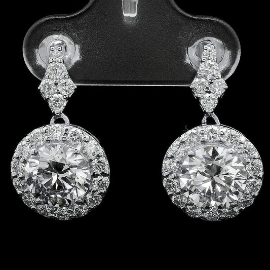 4.02 Ct Round Lab Grown Diamond 14K Gold Earrings