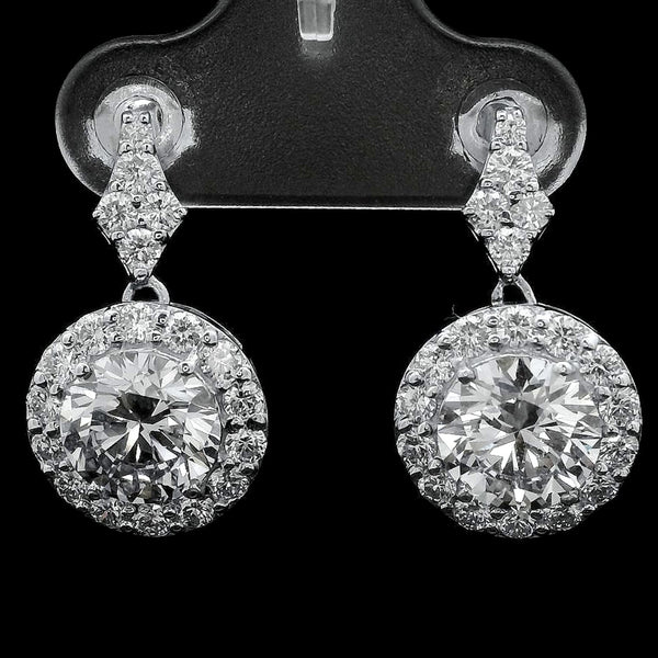 4.02 Ct Round Lab Grown Diamond 14K Gold Earrings