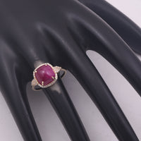 5.04 Ct Cushion Cabochon Cut Natural Ruby 14K Gold Ring