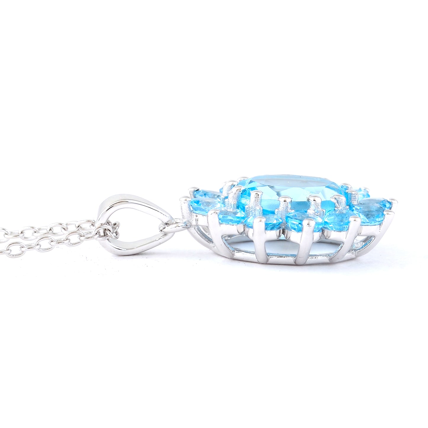 3.68 Ct Oval Sky Blue Topaz, Swiss Blue Topaz 925 Sterling Silver Pendant
