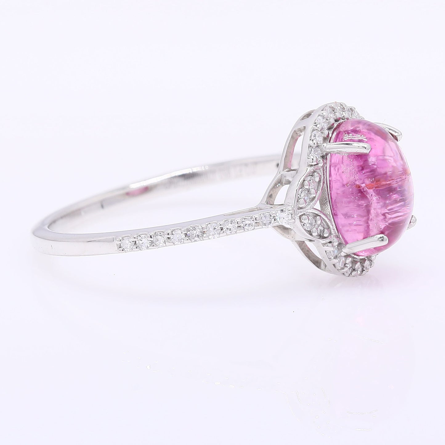 1.83 Ct Oval Cabochon Cut Natural Tourmaline 950 Platinum Ring